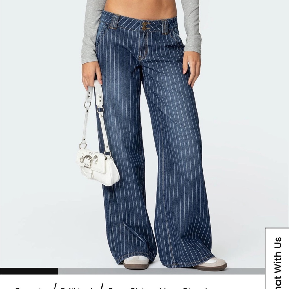 Striped wide leg jeans. NWOT